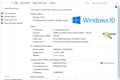 Cum se pot personaliza informațiile producatorului din fereastra “System” în Windows 10