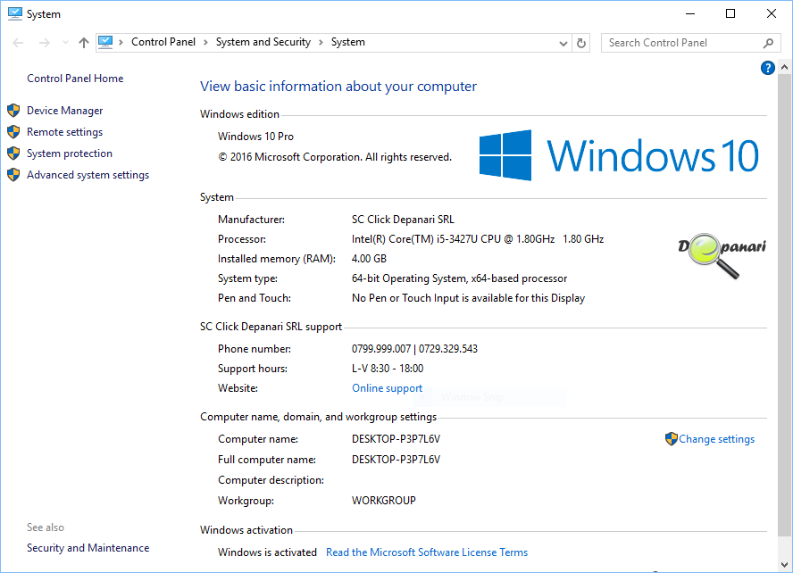 Cum se pot personaliza informațiile producatorului din fereastra “System” în Windows 10