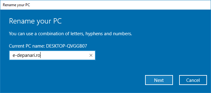 Cum pot schimba numele pc-ului/laptop-ului in Windows 10